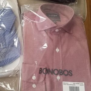 BONOBOS Dress Shirt (Textured Burgundy) - NEW